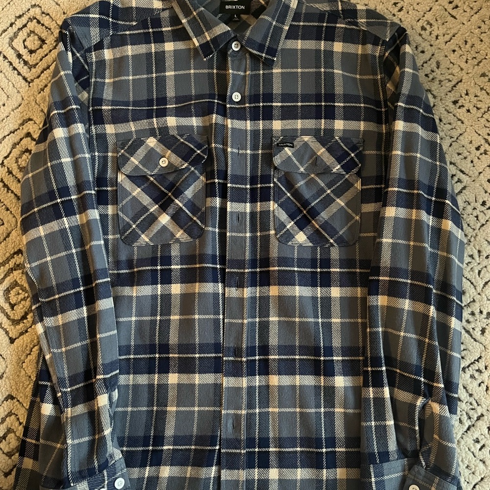 Brixton Men's Blue Plaid Shirt. Size Large
